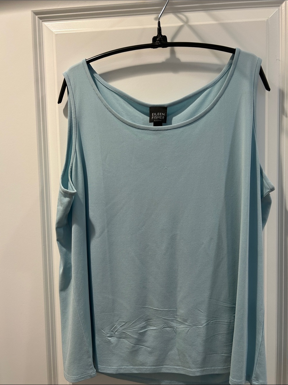 Eileen Fisher Light Aqua Scoop Neck Sleeveless Tank